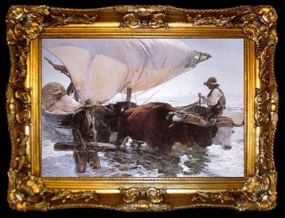 framed  Joaquin Sorolla Return fishing, ta009-2